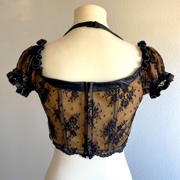 Trashy lace with leather top and panties. Size M. New - Picture 6 of 16